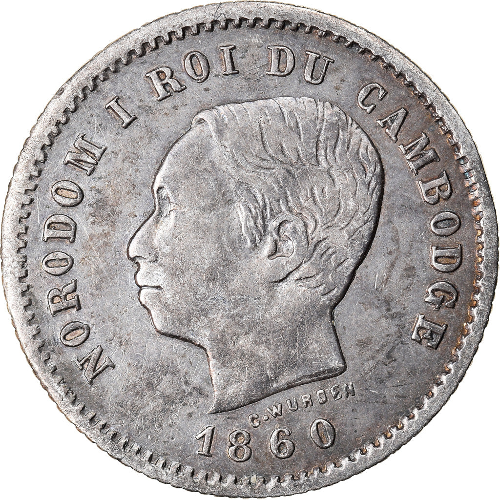 Monnaie, Cambodge, 50 Centimes, 1860, TTB, Argent, KM:M5