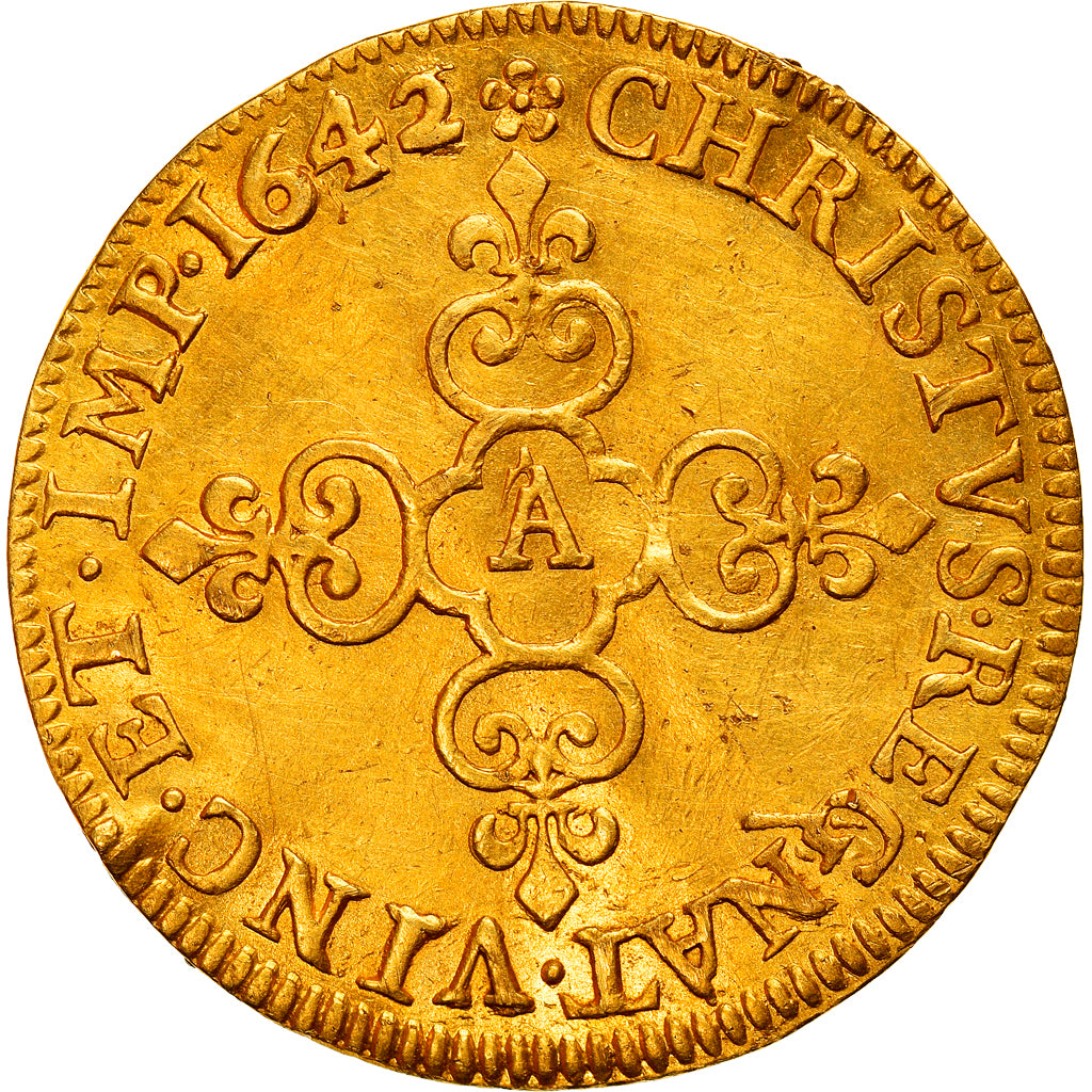 Coin, France, Louis XIII, Écu d'or, Ecu d'or, 1642, Paris, AU(50-53), Gold