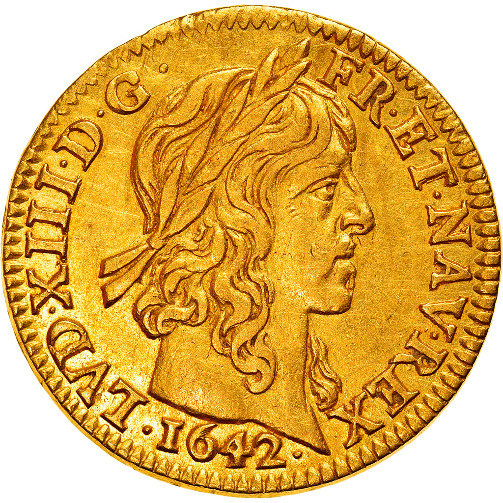 Coin, France, Louis XIII, 1/2 Louis d'or, 1642, Paris, EF(40-45), Gold