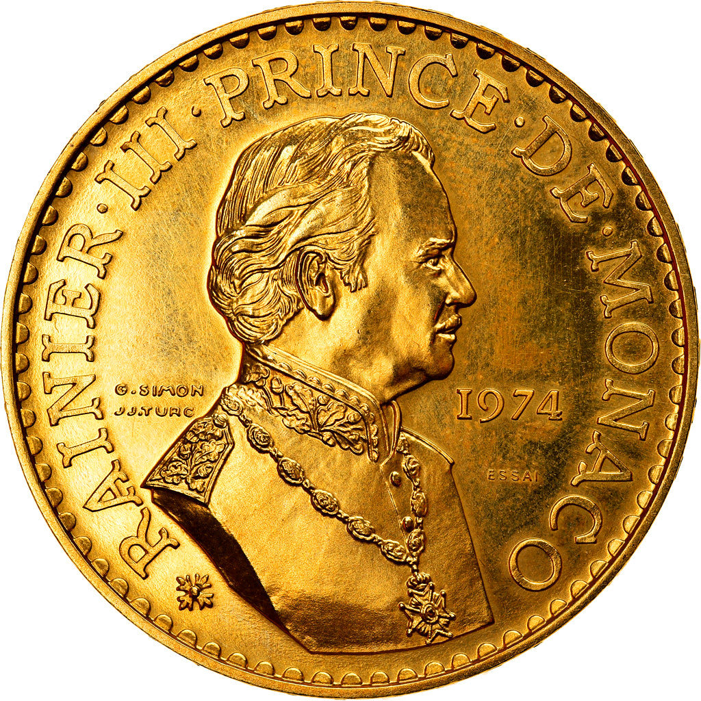 Moneda, Mónaco, 50 Francs, 1974, ESSAI, EBC, Oro, KM:E67, Gadoury:163.5 var