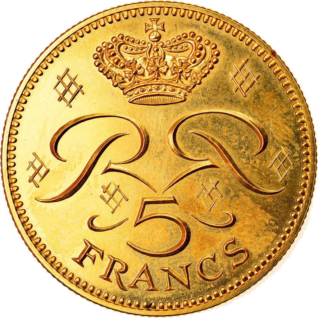 Coin, Monaco, Rainier III, 5 Francs, 1974, Paris, ESSAI, MS(63), Gold, KM:E62