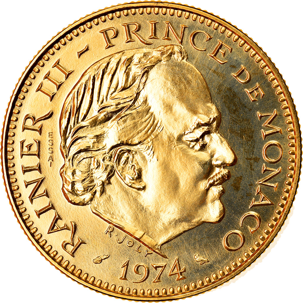 Coin, Monaco, Rainier III, 5 Francs, 1974, Paris, ESSAI, MS(65-70), Gold, KM:E62