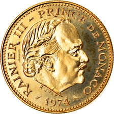 Coin, Monaco, Rainier III, 5 Francs, 1974, Paris, ESSAI, MS(65-70), Gold, KM:E62