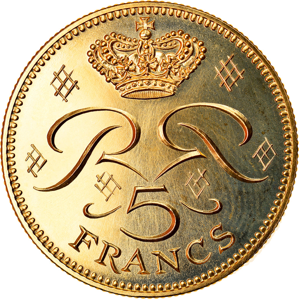 Coin, Monaco, Rainier III, 5 Francs, 1974, Paris, ESSAI, MS(65-70), Gold, KM:E62