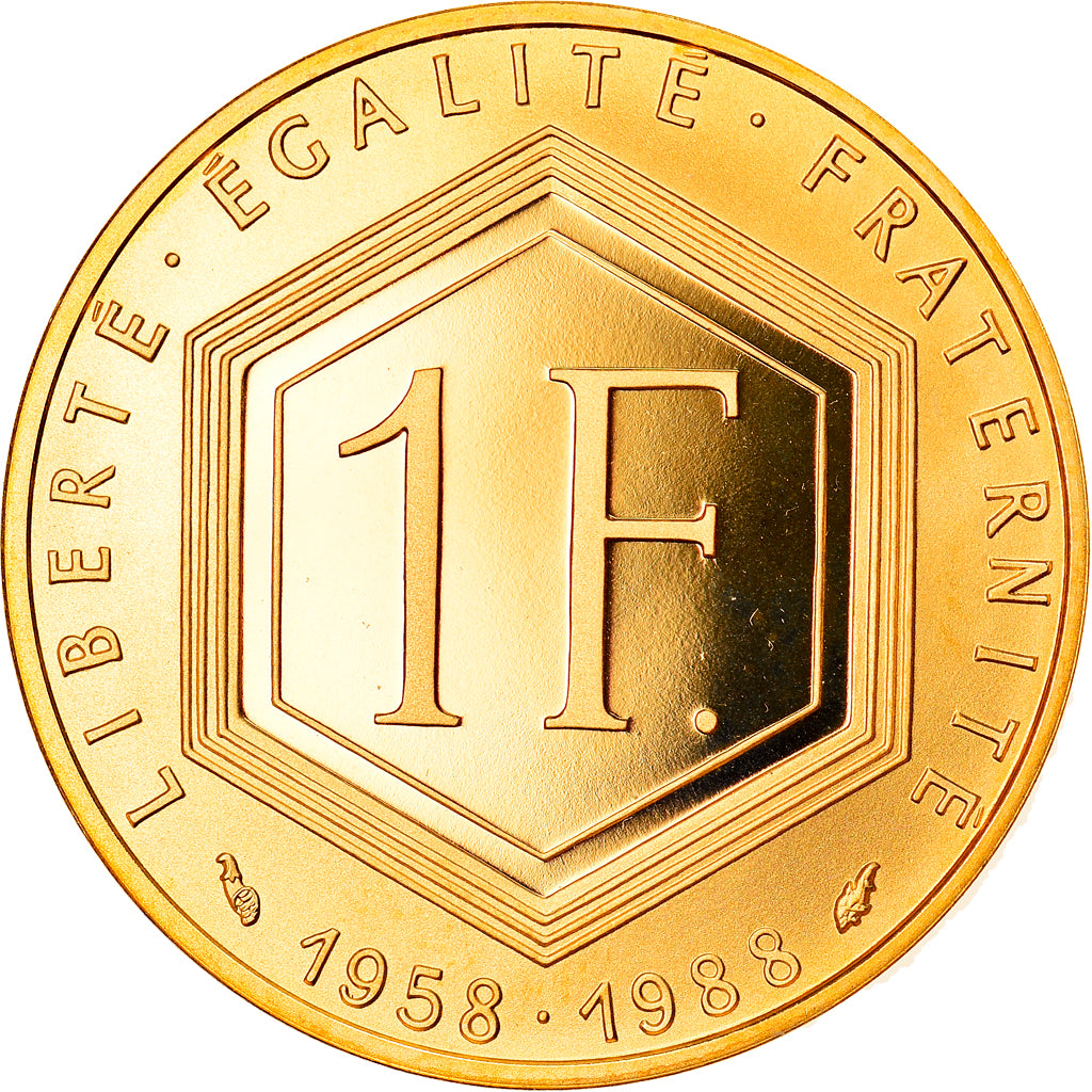Münze, Frankreich, Charles de Gaulle, Franc, 1988, Paris, Proof, UNZ+, Gold