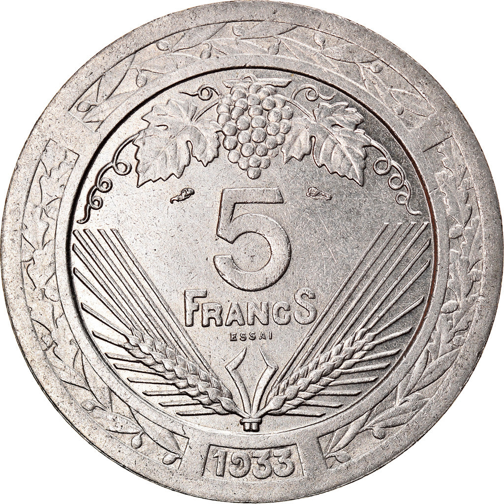 Moneta, Francja, Concours de Vézien, 5 Francs, 1933, PRÓBA, MS(64), Aluminium