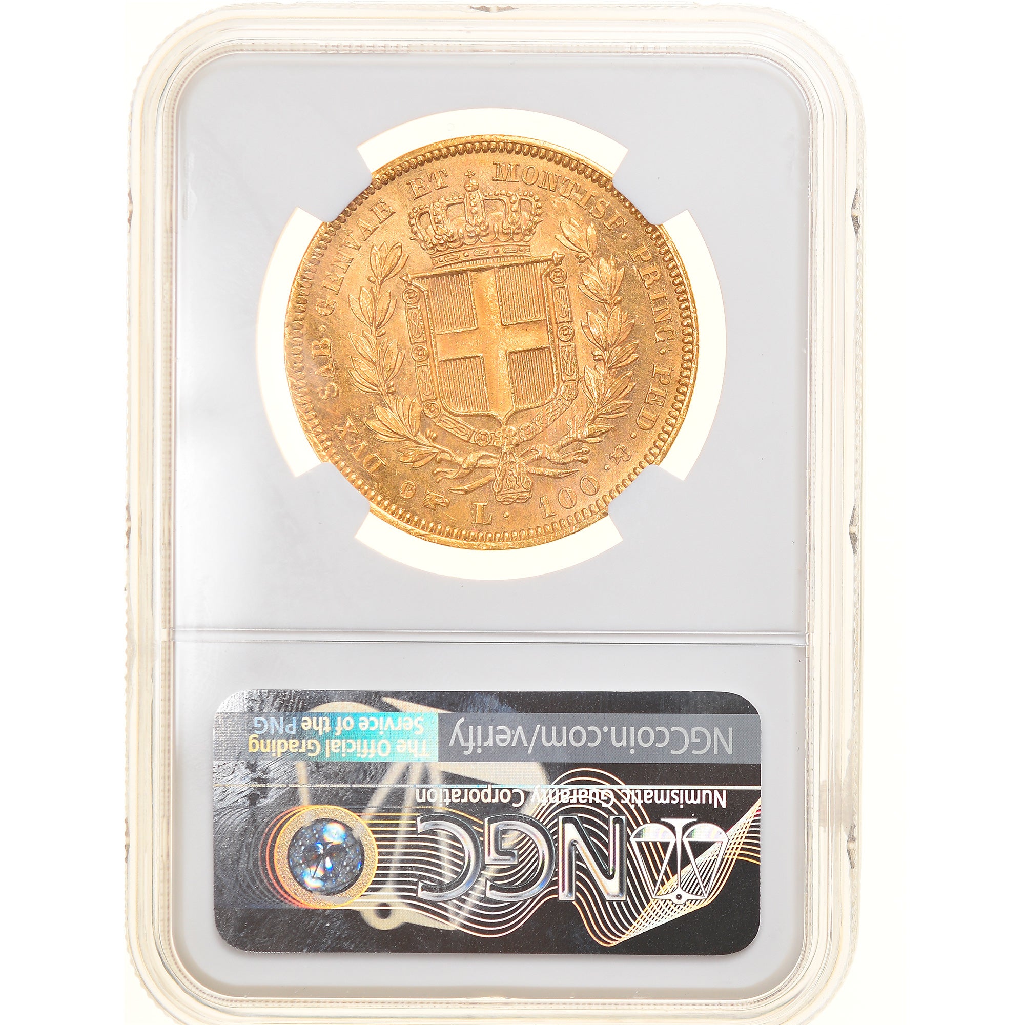 Kingdom of Sardinia, Carlo Alberto, 100 Lire, 1834, Torino, Gold, NGC, MS(63)