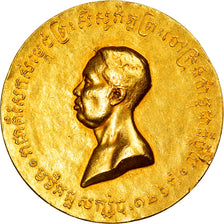 Cambodia, Medal, Module de 5 francs, couronnement, 1906, MS(63), Gold