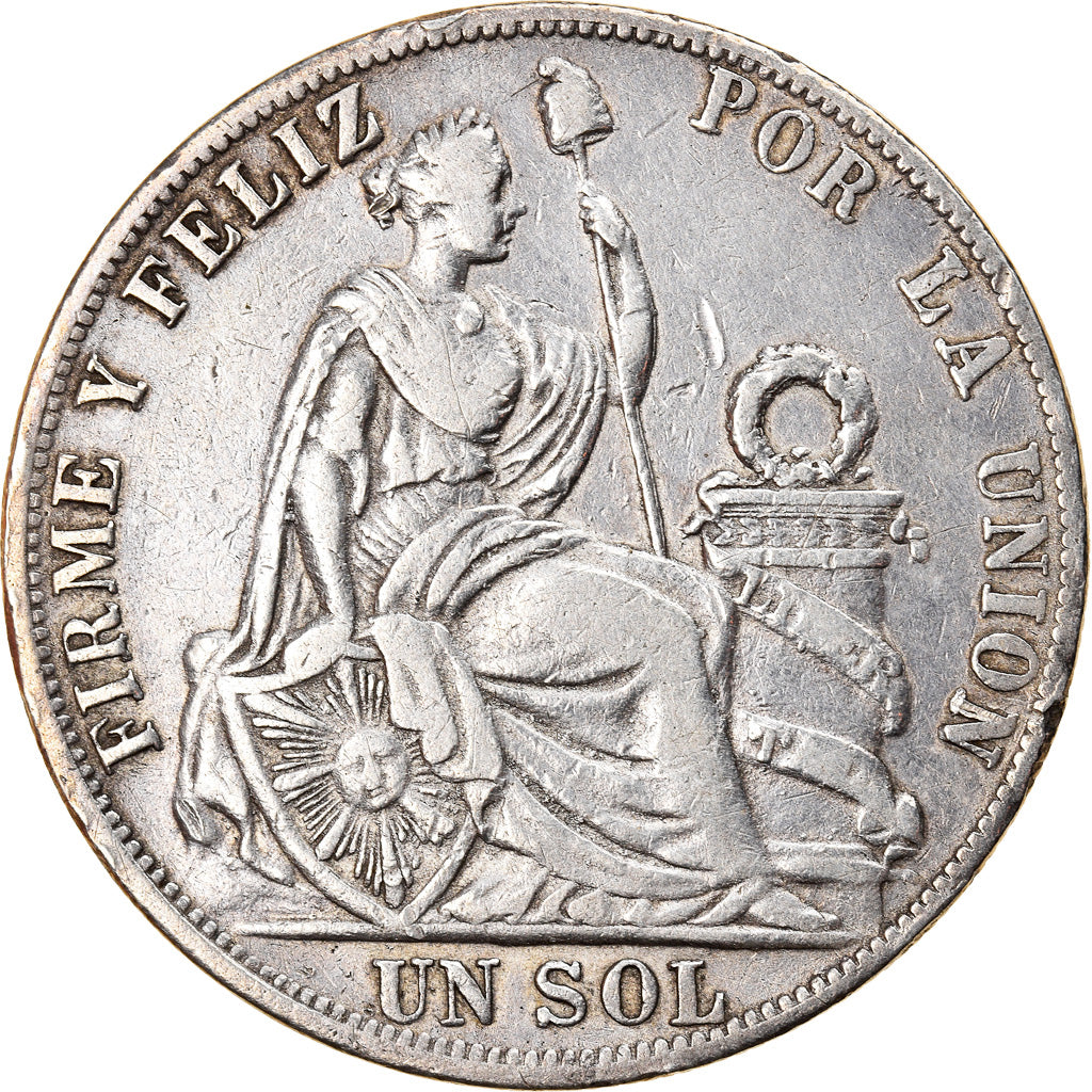 Coin, Peru, SOUTH PERU, Sol, 1891, Santiago, VF(20-25), Silver, KM:196.24