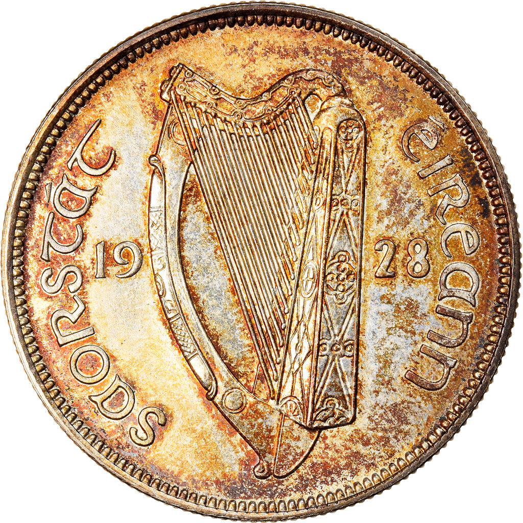 Coin, IRELAND REPUBLIC, Florin, 1928, MS(64), Silver, KM:7