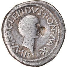 Moeda, Lepidus and Octavian, Denarius, 42 BC, Rome, VF(20-25), Prata