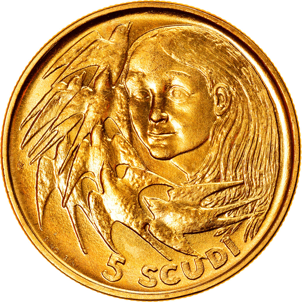 Moneta, San Marino, 5 Scudi, 1980, Rome, FDC, Oro, KM:115