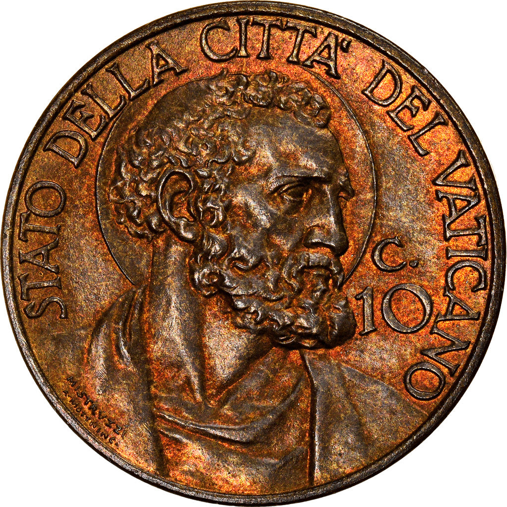Coin, VATICAN CITY, Pius XII, 10 Centesimi, 1941, Roma, MS(63), Aluminum-Bronze