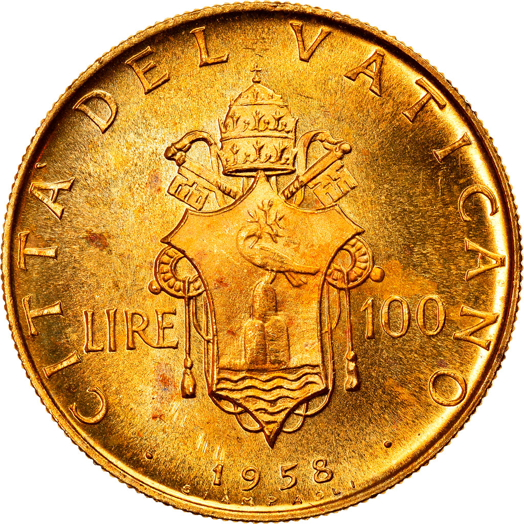 Monnaie, Cité du Vatican, Pius XII, 100 Lire, 1958, Roma, SPL, Or, KM:A53