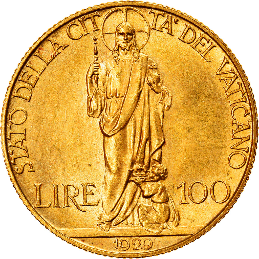 Coin, VATICAN CITY, Pius XI, 100 Lire, 1929, Rome, MS(64), Gold, KM:9