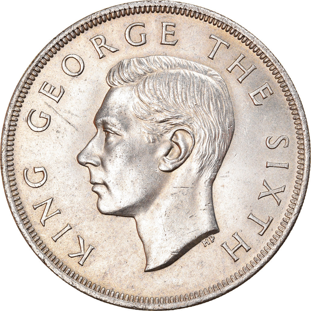 Moneda, Nueva Zelanda, George VI, Crown, 1949, EBC+, Plata, KM:22