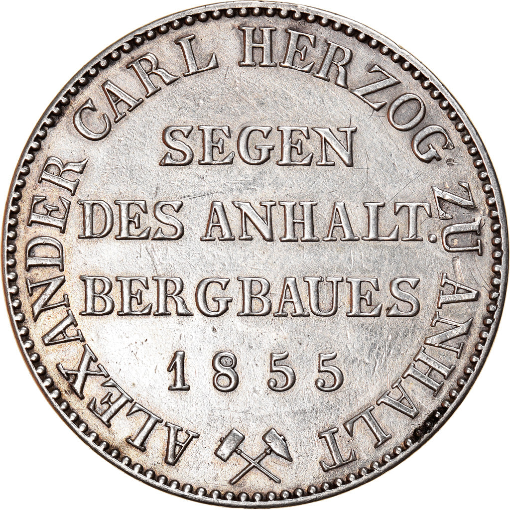 Coin, German States, ANHALT-BERNBURG, Alexander Carl, Thaler, 1855, AU(50-53)