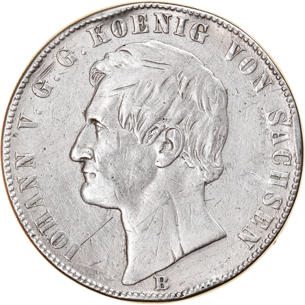 Coin, German States, SAXONY-ALBERTINE, Johann, Thaler, 1871, Dresde, VF(30-35)