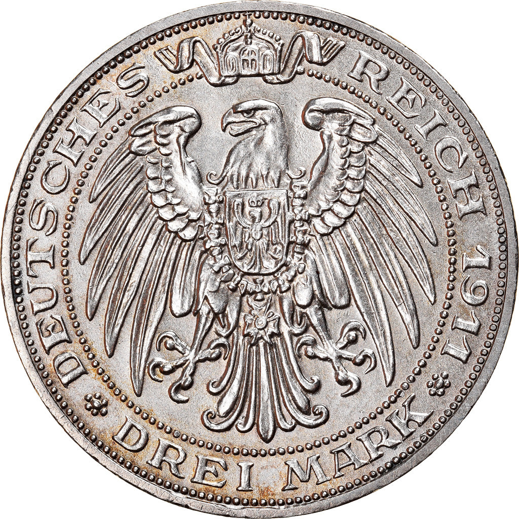Moneta, Stati tedeschi, PRUSSIA, Wilhelm II, 3 Mark, 1911, Berlin, SPL-