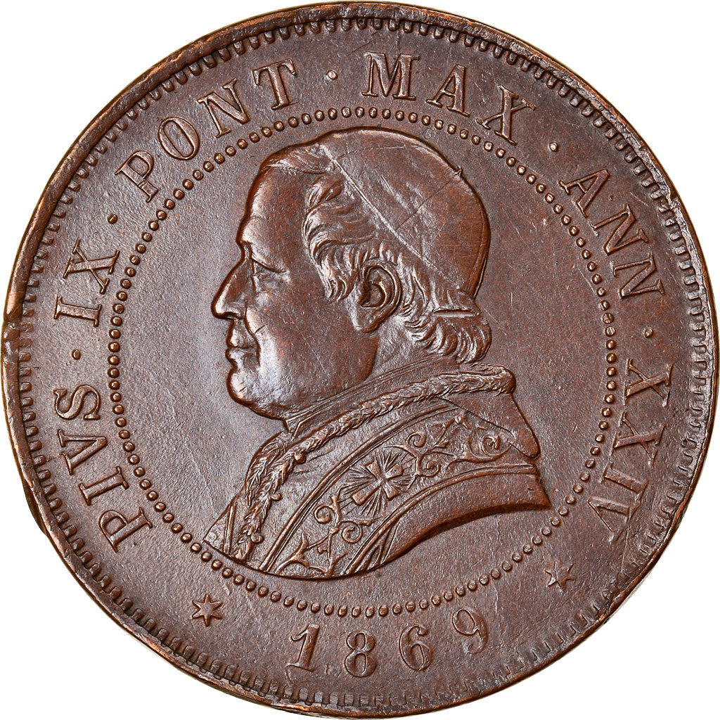 Moeda, ESTADOS ITALIANOS, PAPAL STATES, Pius IX, 4 Soldi, 20 Centesimi, 1869