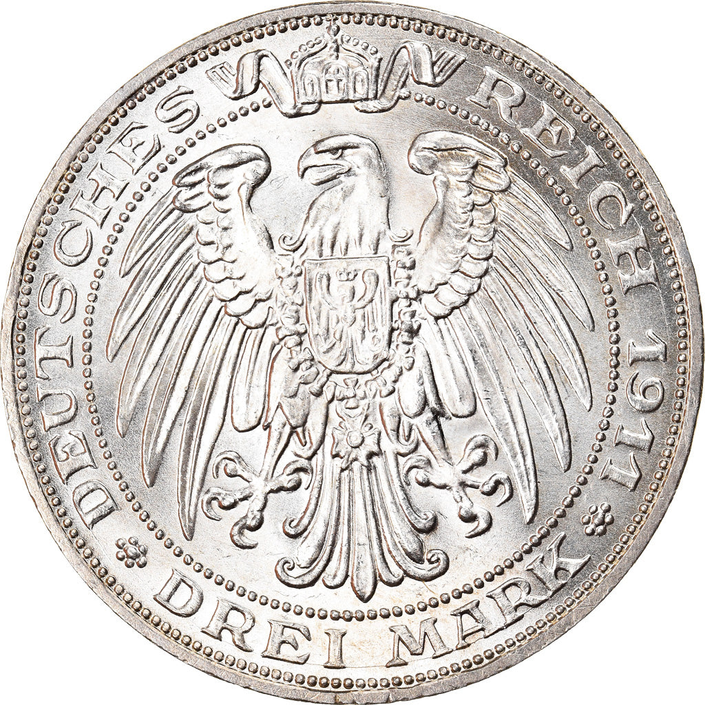 Moneta, Stati tedeschi, PRUSSIA, Wilhelm II, 3 Mark, 1911, Berlin, SPL, Argento