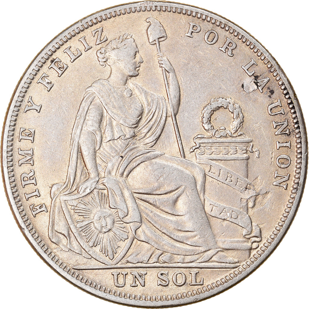 Coin, Peru, Sol, 1924, Philadelphia, AU(55-58), Silver, KM:218.1