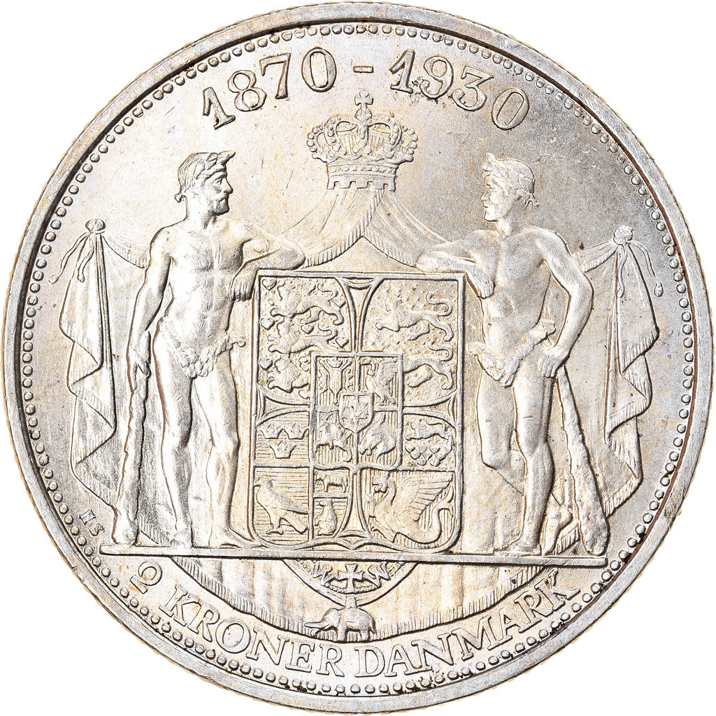 Coin, Denmark, Christian X, 2 Kroner, 1930, Copenhagen, MS(63), Silver, KM:829