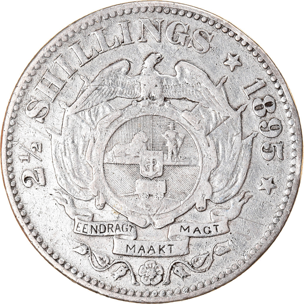 Moeda, África do Sul, 2-1/2 Shillings, 1895, VF(20-25), Prata, KM:7