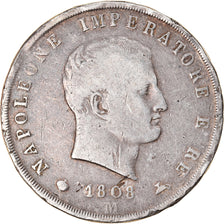 Moneta, DEPARTAMENTY WŁOSKIE, KINGDOM OF NAPOLEON, Napoleon I, 5 Lire, 1808