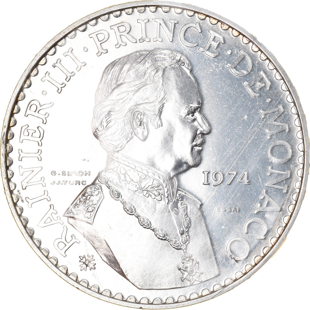 Moneta, Monaco, 50 Francs, 1974, ESSAI, SPL, Argento, KM:E66, Gadoury:MC162