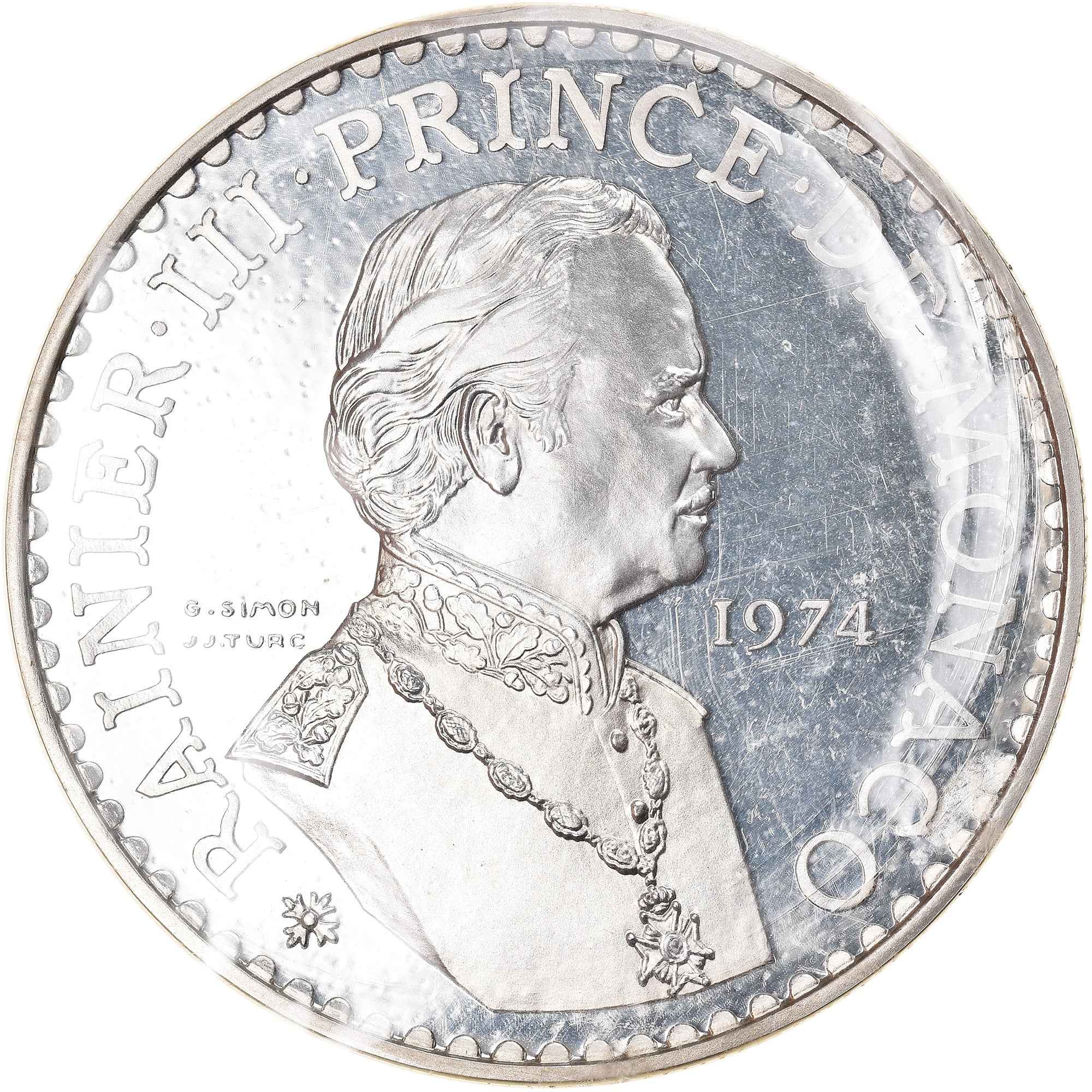 Coin, Monaco, 50 Francs, 1974, Paris, Piéfort, MS(65-70), Silver, Gadoury:MC