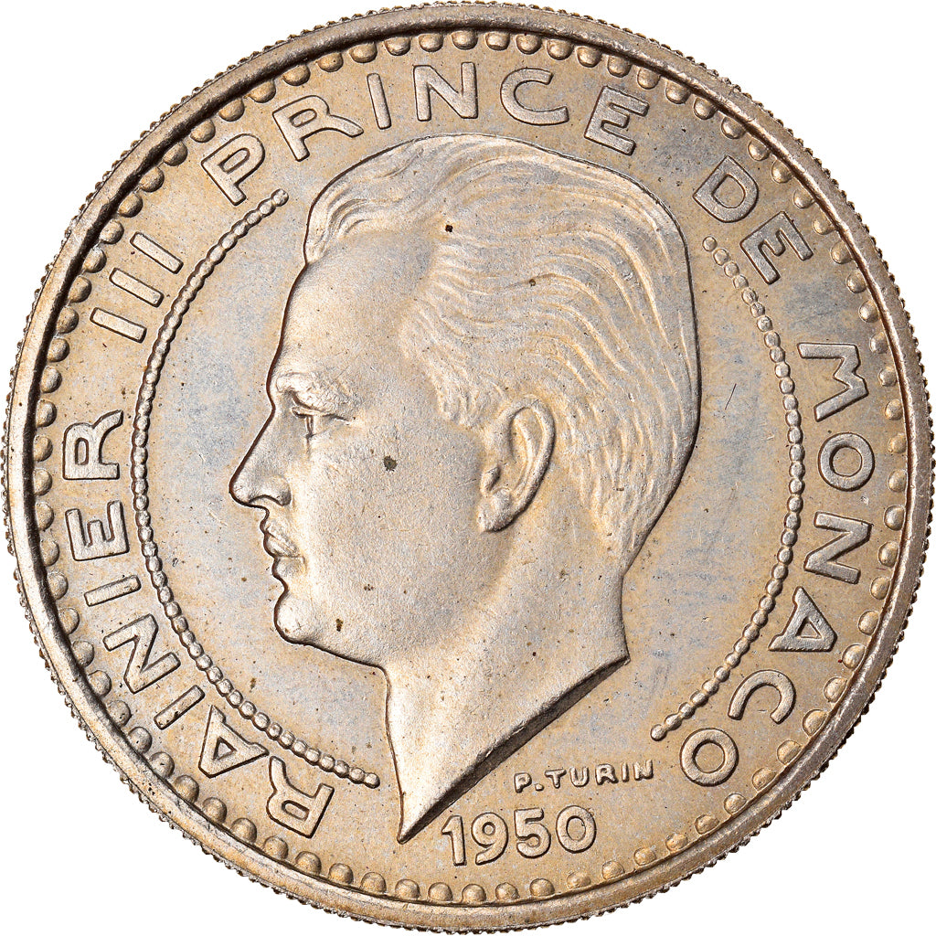 Coin, Monaco, 100 Francs, 1950, MS(65-70), Copper-nickel, KM:E33, Gadoury:MC 142
