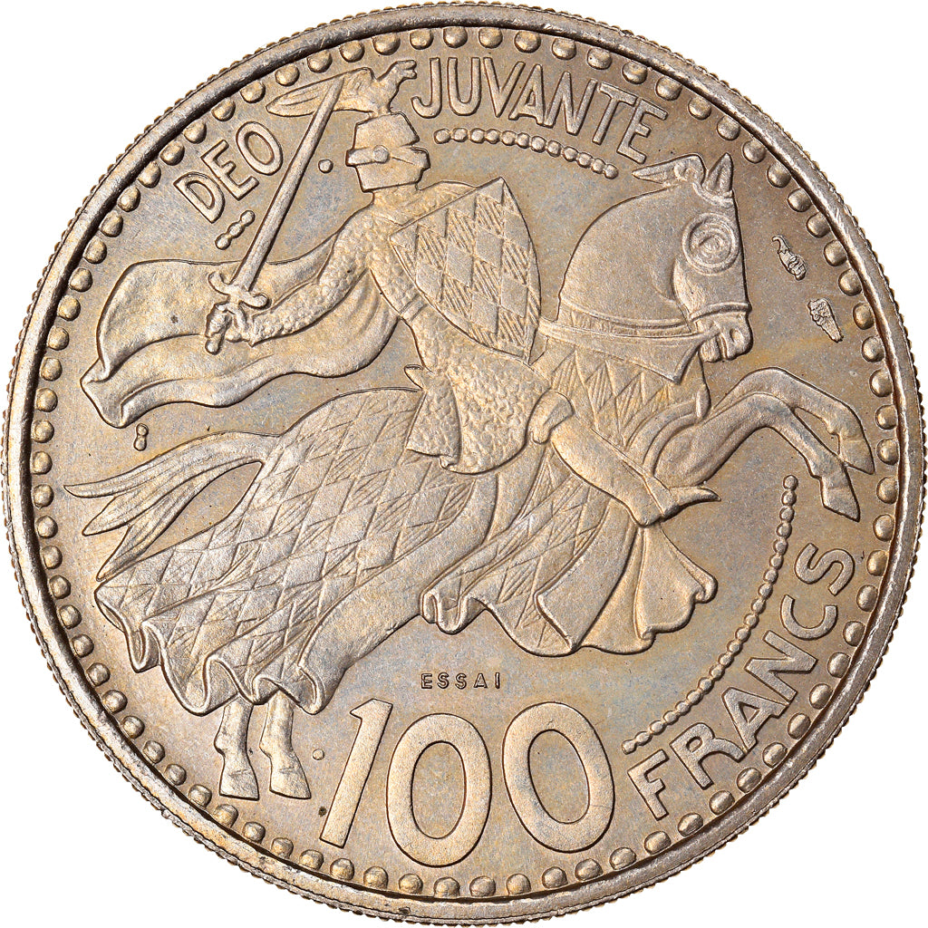 Coin, Monaco, 100 Francs, 1950, MS(65-70), Copper-nickel, KM:E33, Gadoury:MC 142