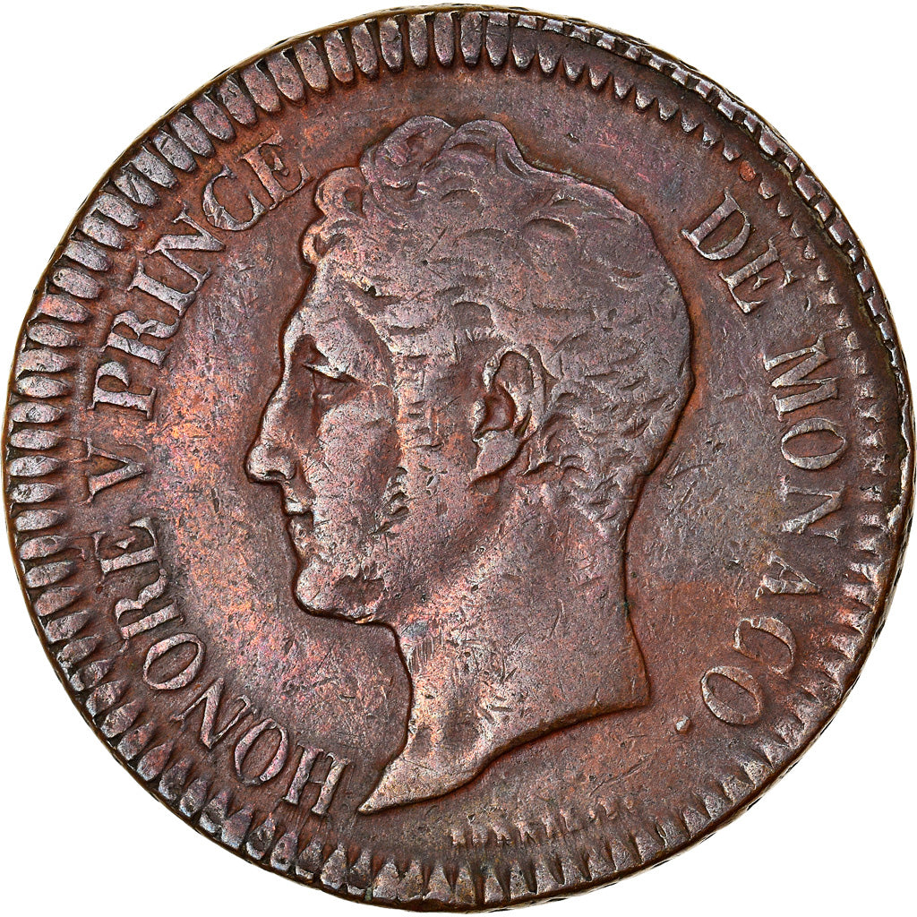 Coin, Monaco, Honore V, Decime, 1838, Monaco, VF(20-25), Copper, KM:97.1
