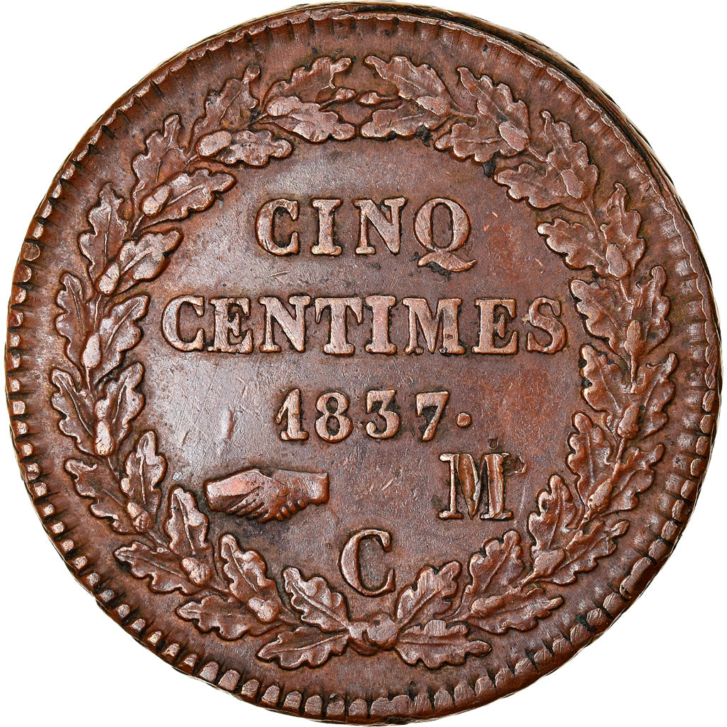 Coin, Monaco, Honore V, 5 Centimes, Cinq, 1837, Monaco, VF(30-35), Cast Brass