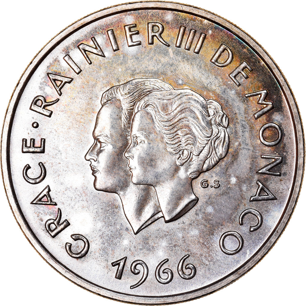 Coin, Monaco, 10 Francs, 1966, MS(63), Silver, KM:M1, Gadoury:MC 154