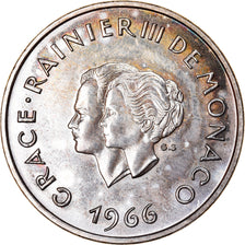 Moeda, Mónaco, 10 Francs, 1966, MS(63), Prata, KM:M1, Gadoury:MC 154