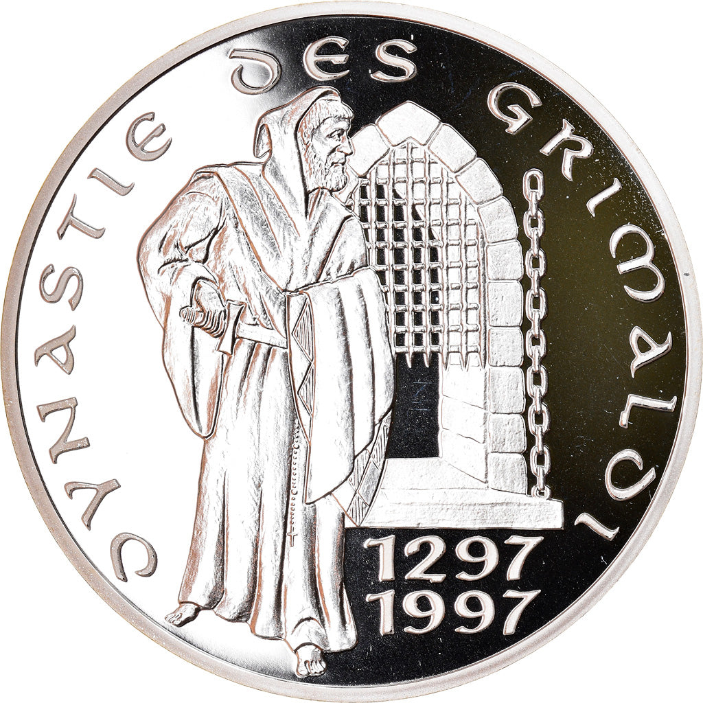 Monaco, Medal, Dynastie des Grimaldi, 1997, MS(65-70), Srebro