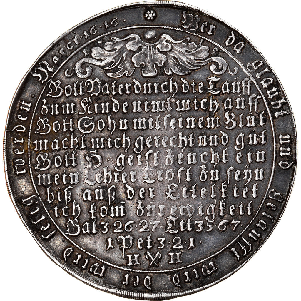 Münze, Deutsch Staaten, Taufthaler, 1615, Zellerfeld, Saxony, SS+, Silber