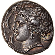 Moeda, Sicília, Siculo-Punic, Tetradrachm, 350-320 BC, Muito, MS(64), Prata