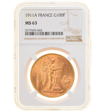 Coin, France, 100 Francs, 1911, Paris, NGC, MS63, MS(63), Gold, KM:858, graded