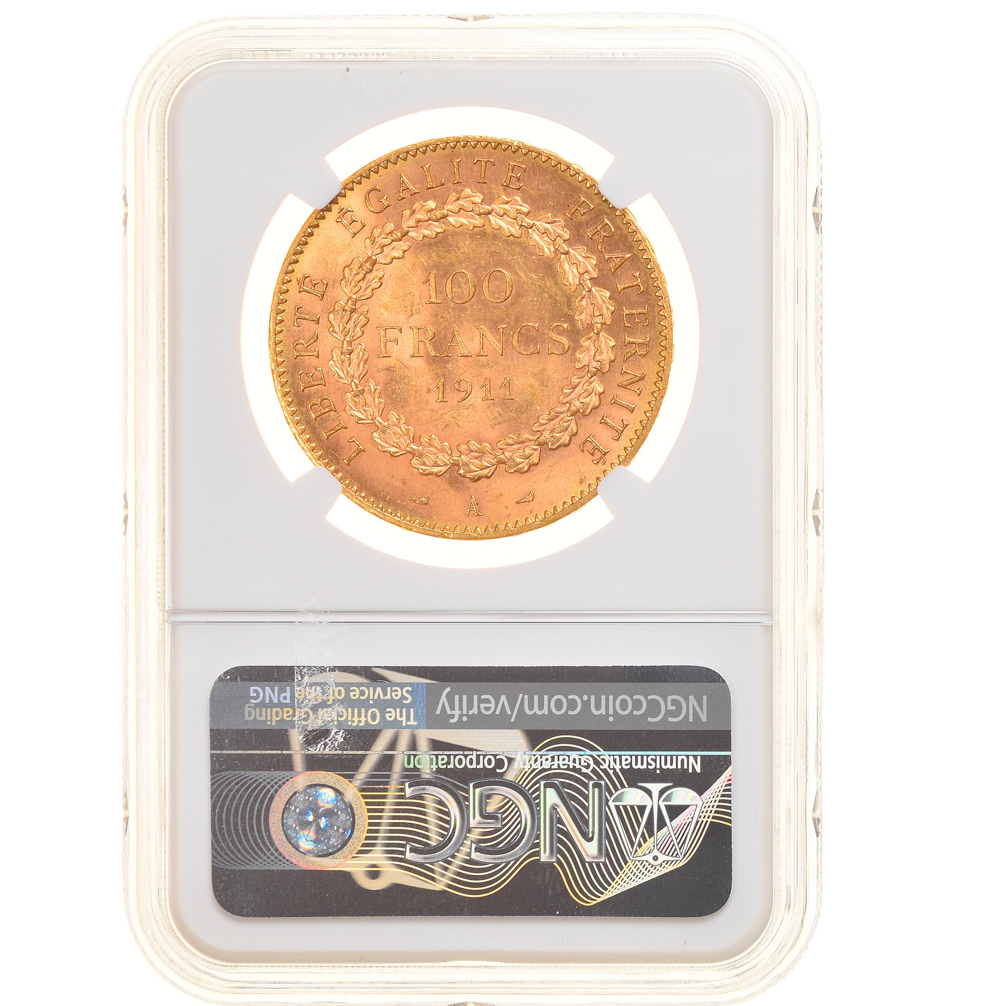 Coin, France, 100 Francs, 1911, Paris, NGC, MS63, MS(63), Gold, KM:858, graded