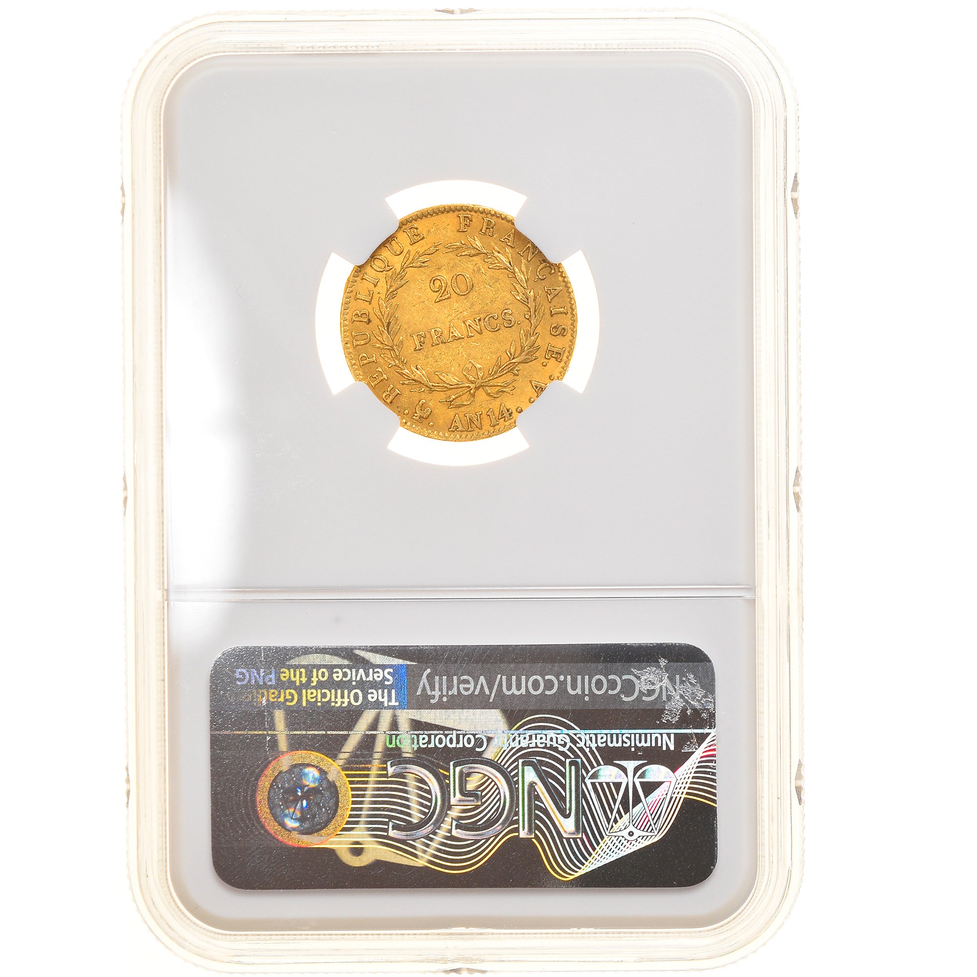 Moneta, Francia, Napoléon I, 20 Francs, AN 14, Paris, NGC, AU55, SPL-, Oro