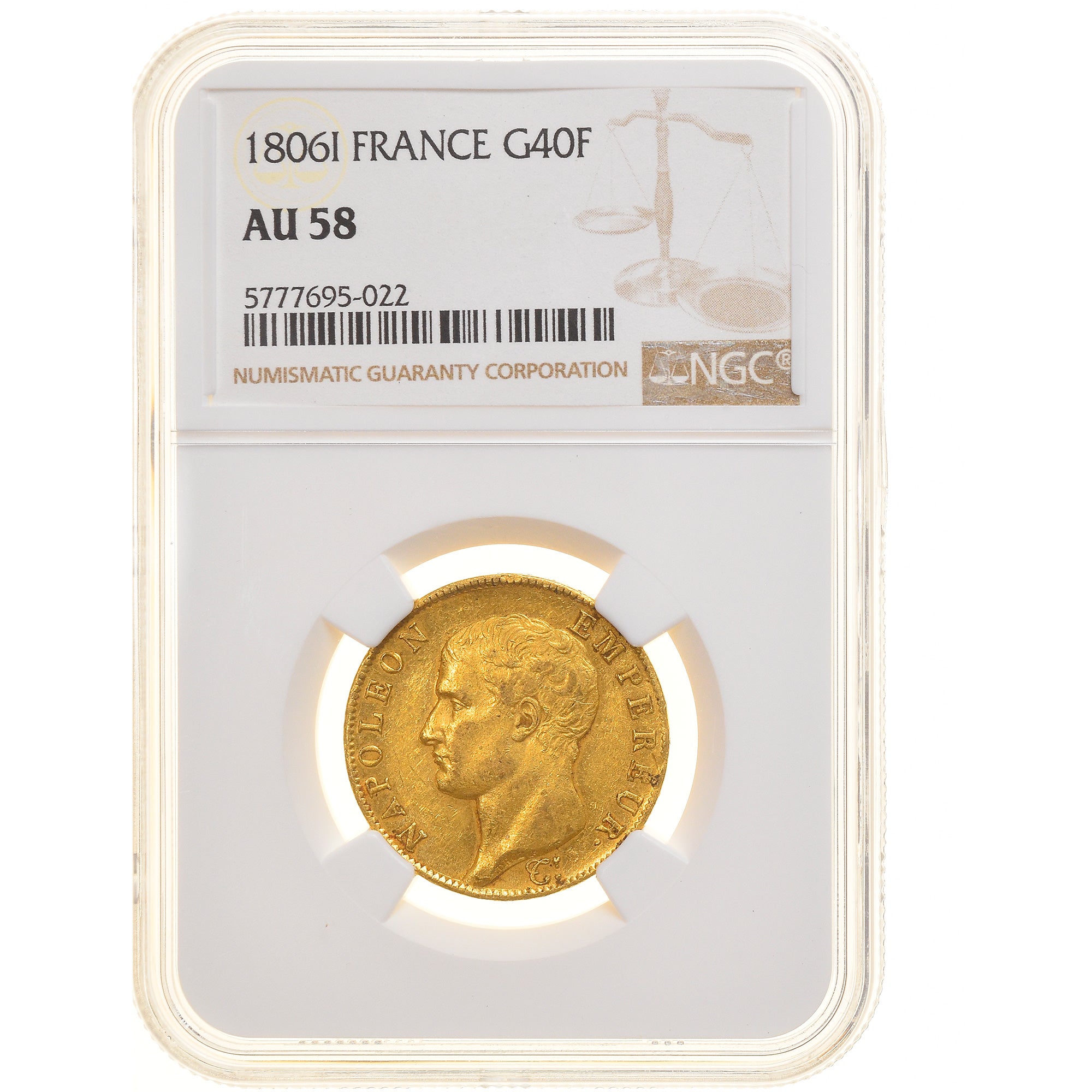Moneda, Francia, Napoléon I, 40 Francs, 1806, Limoges, NGC, AU58, EBC, Oro