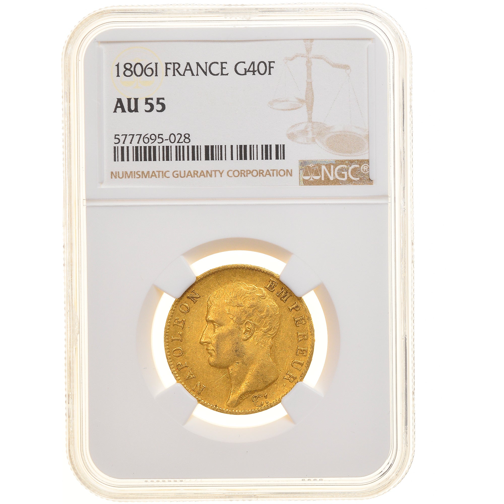 Coin, France, Napoléon I, 40 Francs, 1806, Limoges, NGC, AU55, AU(55-58), Gold