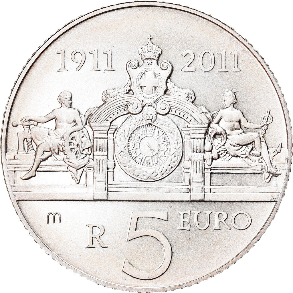 Włochy, 5 Euro, 2011, Rome, MS(65-70), Srebro, KM:344