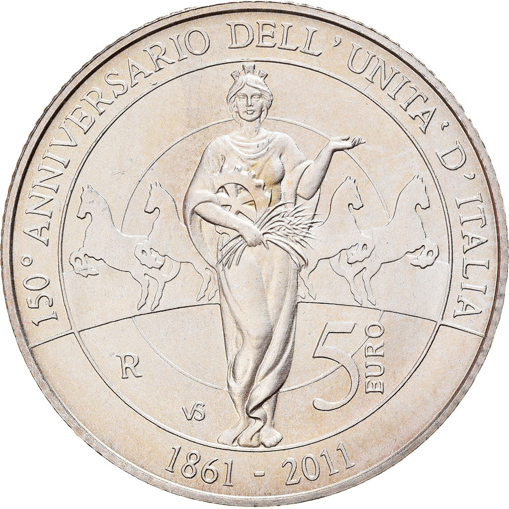 Italy, 5 Euro, 2011, Rome, MS(65-70), Silver, KM:341