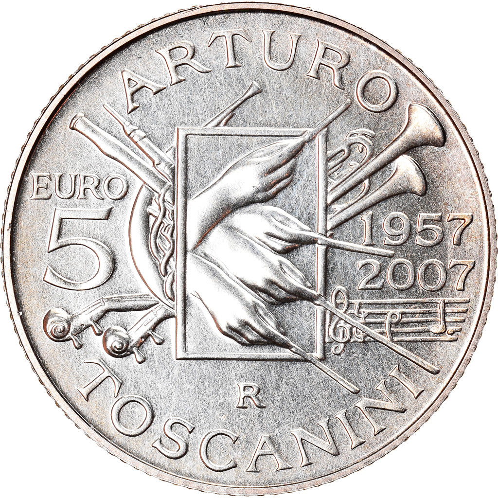 Italy, 5 Euro, 2007, Rome, MS(65-70), Silver, KM:294