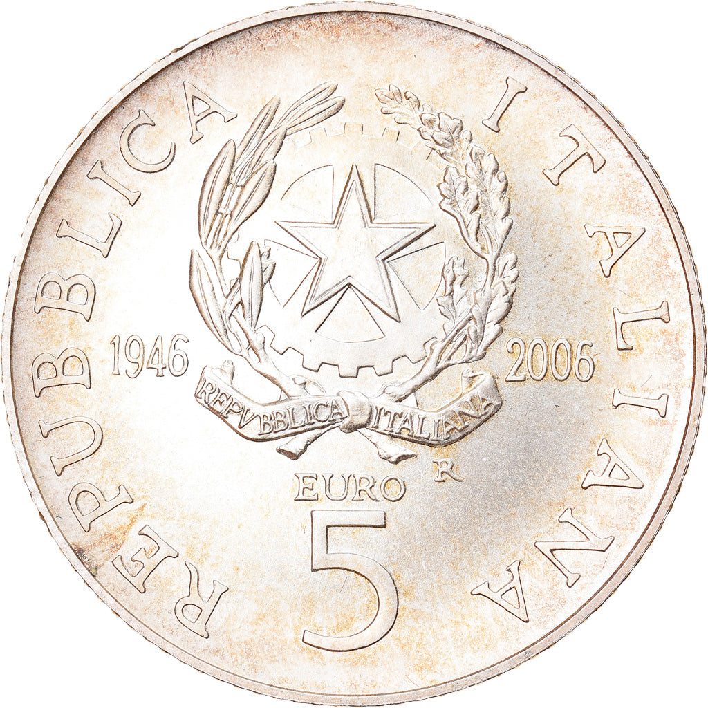 Italie, 5 Euro, 60ème anniversaire de la République italienne, 2006, Rome