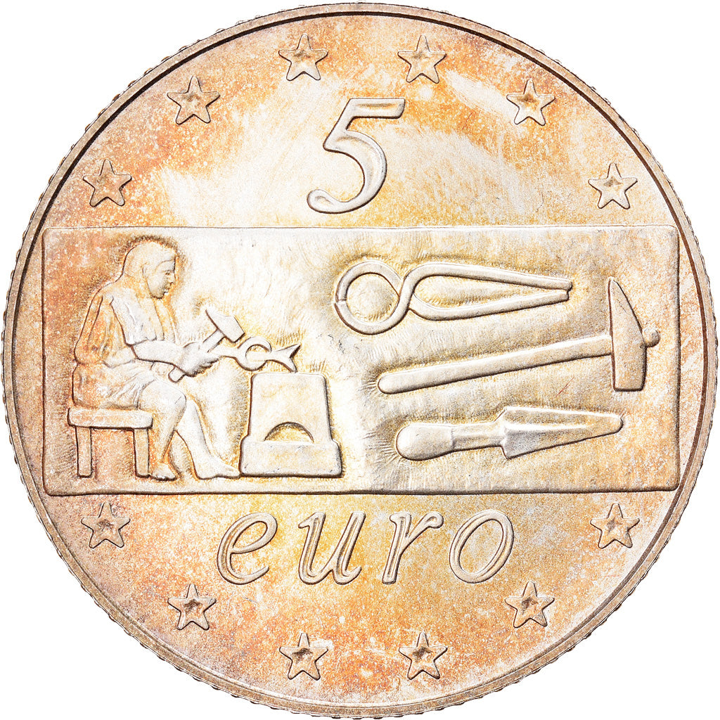 Italy, 5 Euro, L'Europe du travail, 2003, Rome, MS(65-70), Silver, KM:253